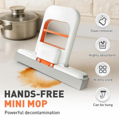 Mini Foldable Desktop Mop, Portable Cleaning Sponge Mop for Bathroom, Kitchen, Countertops, Glass, Tile,Wet and Dry Use Cleaning System
