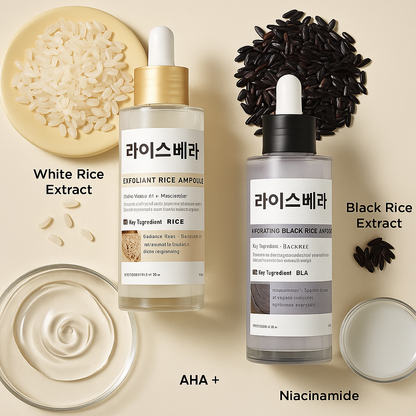 Rice Ampoule Duo (2 Bottles) – Clears Blackheads & Whiteheads, Revives Dull & Dry Skin. Safe for All Skin Types.